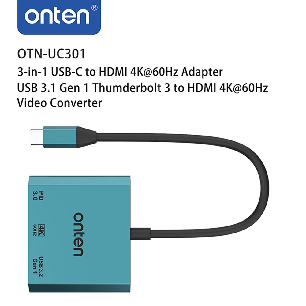 ONTEN [otn-uc301]USB 3.1 Gen 1 Thunderbolt 3 轉 HDMI 4K@60Hz 影音轉換器