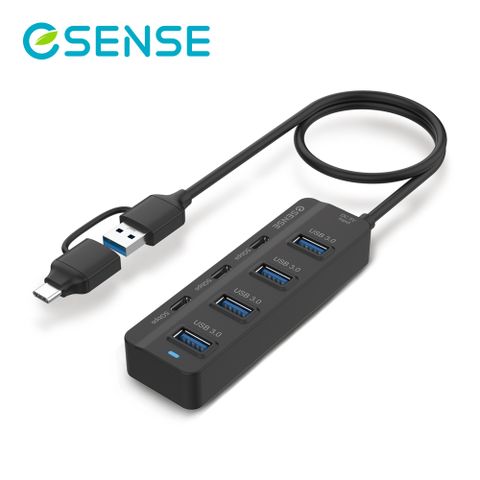 Esense 逸盛 4A+3C 7 Port USB3.0集線器743 (黑色)