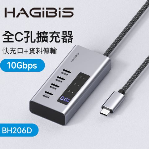 HAGiBiS鋁合金四合一數位顯示Type-C擴充器