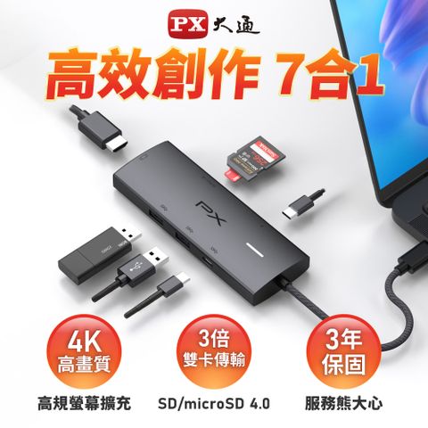PX 大通 USB TYPE C 7合1高畫質影音轉換器 (CX7-21S)