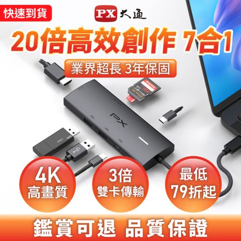 PX 大通 USB TYPE C 7合1高畫質影音轉換器 (CX7-21S)