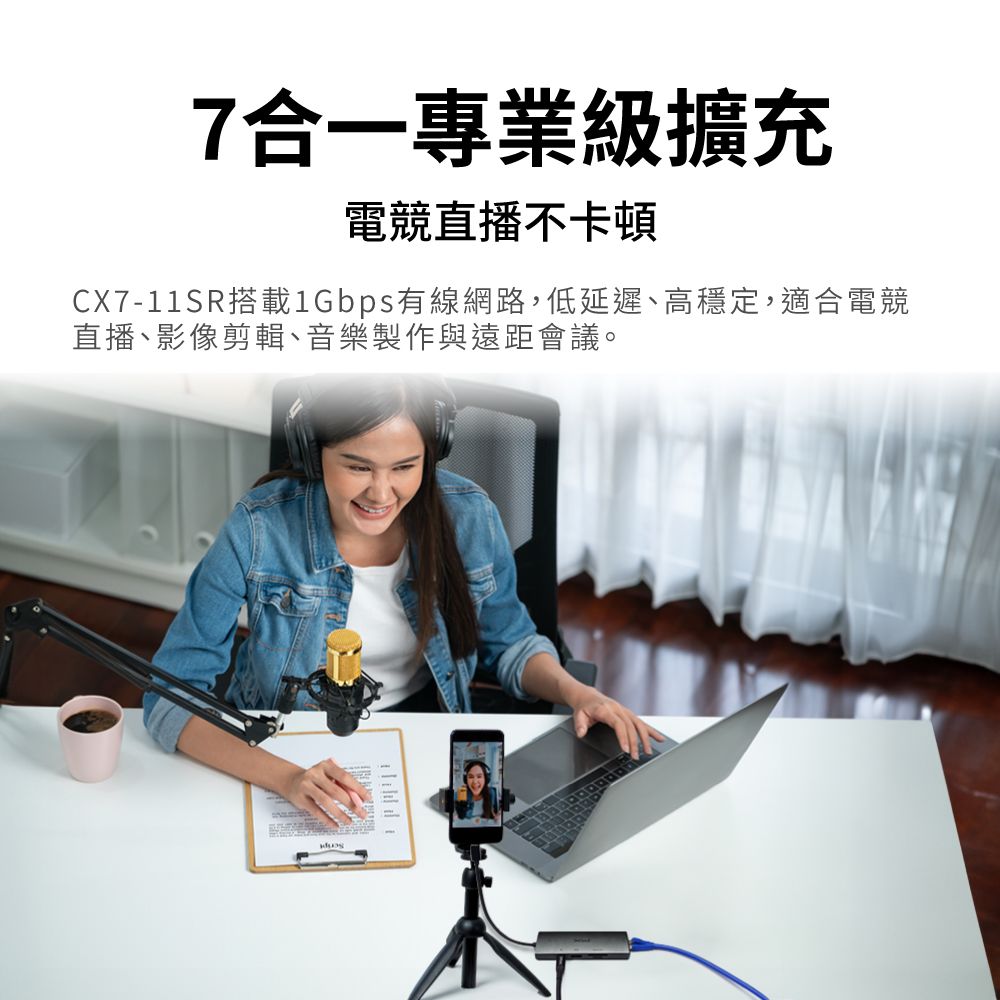 PX 大通 7合1高效能! HUB Type c 轉接頭/集線器 4K高畫質影音轉換器USB-A/USB-C 10G極速傳輸  (CX7-11SR)