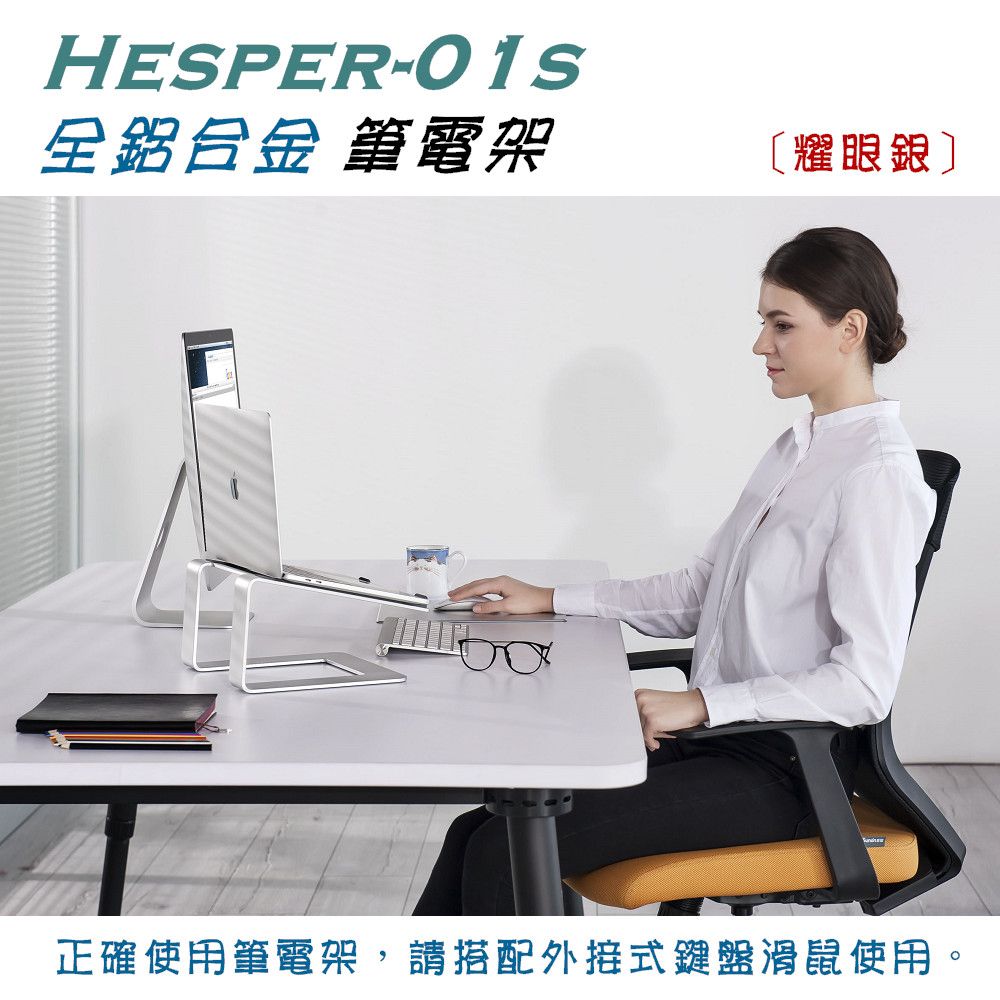 Polaris  Hesper-01s 高架 固定式 鋁合金 筆電架 (銀色)