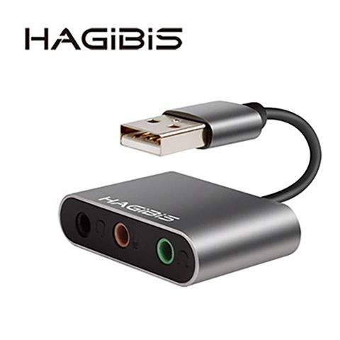 HAGiBiS海備思USB鋁合金外接音效卡三孔國際版JZ0036