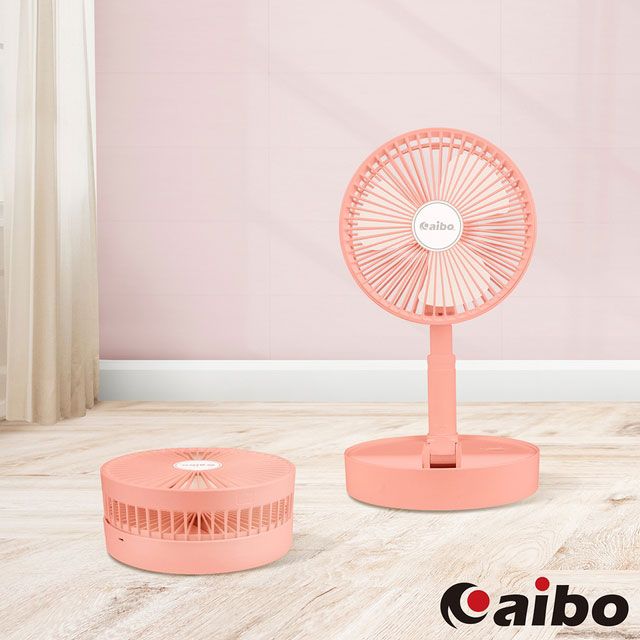 aibo USB充電 8吋大風量 可攜帶收納折疊風扇(FAN-61)-粉紅