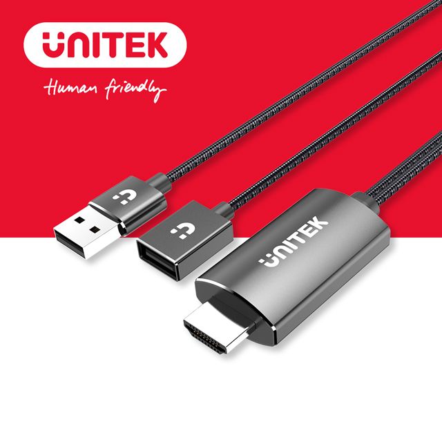 UNITEK 優越者  USB-A(母)(USB-C / Lightning) to USB-A(公) HDMI高清轉接線(1M)(Y-M1104A)