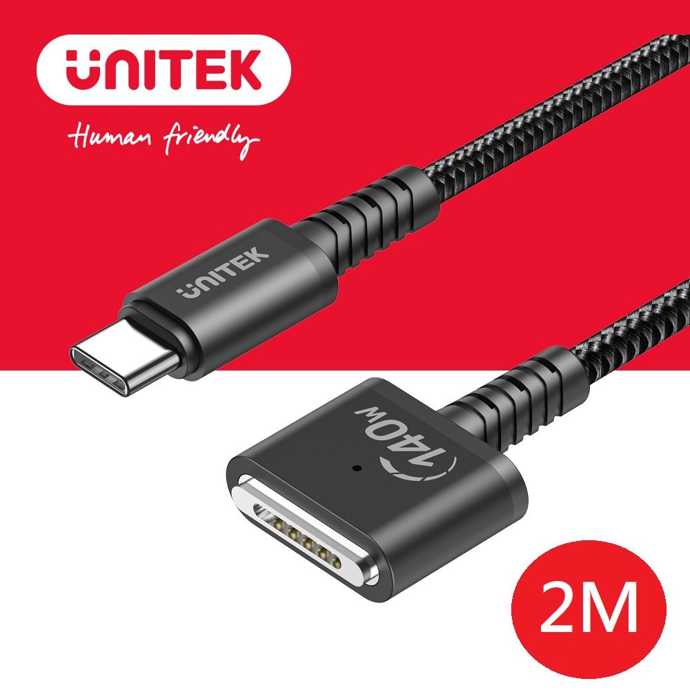 UNITEK 優越者  MacBook USB-C 對 MagSafe 3 PD磁吸充電線 2M  (Y-C14121BK-2M)