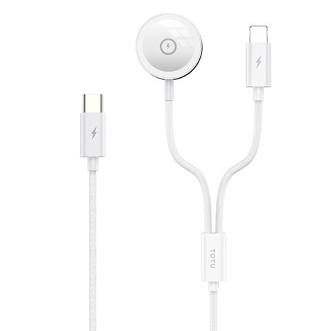 TOTU 一分二 Type-C TO Lightning/Apple Watch 磁吸充電連接線 鋅系列 1.6M 拓途