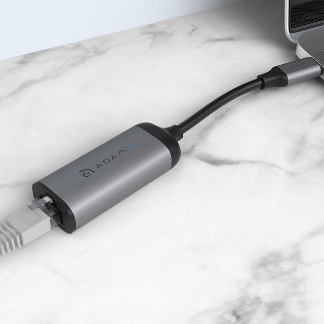 ADAM 亞果元素 USB Type-C 公對 Gigabit e1高速乙太網路 轉接器 灰