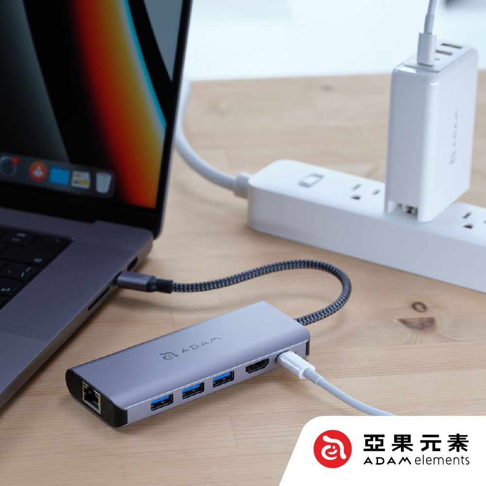 Adam 亞果元素 CASA Hub A01s USB-C 4K 六合一集線器 灰