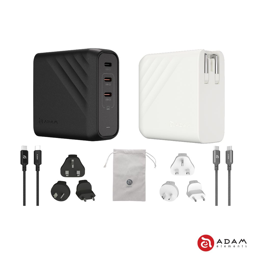 ADAM 亞果元素 OMNIA Pro 140 140W 3孔旅行萬用急速電源供應器(送200cm 充電線及萬國轉接頭)
