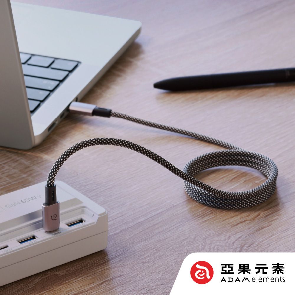 Adam 亞果元素 CASA MS100 USB-C 對USB-C 60W 磁吸充電線 100cm