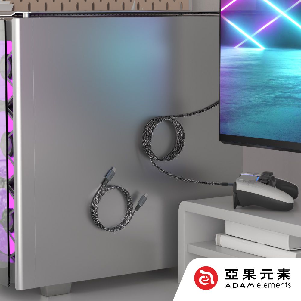 Adam 亞果元素 CASA MS200 USB-C 對USB-C 60W 磁吸充電線 200cm