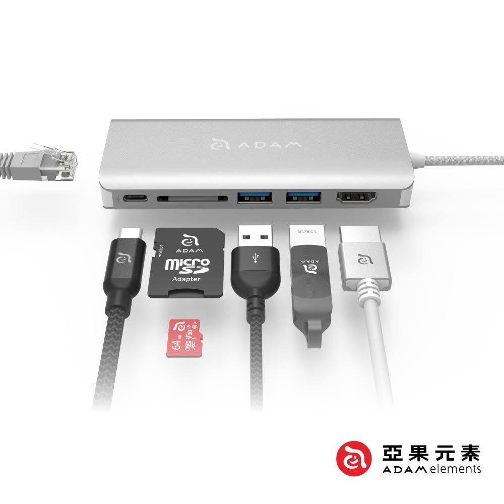 ADAM 亞果元素 Hub A01 USB 3.1 Type-C 6-in-1 多功能充電傳輸集線器