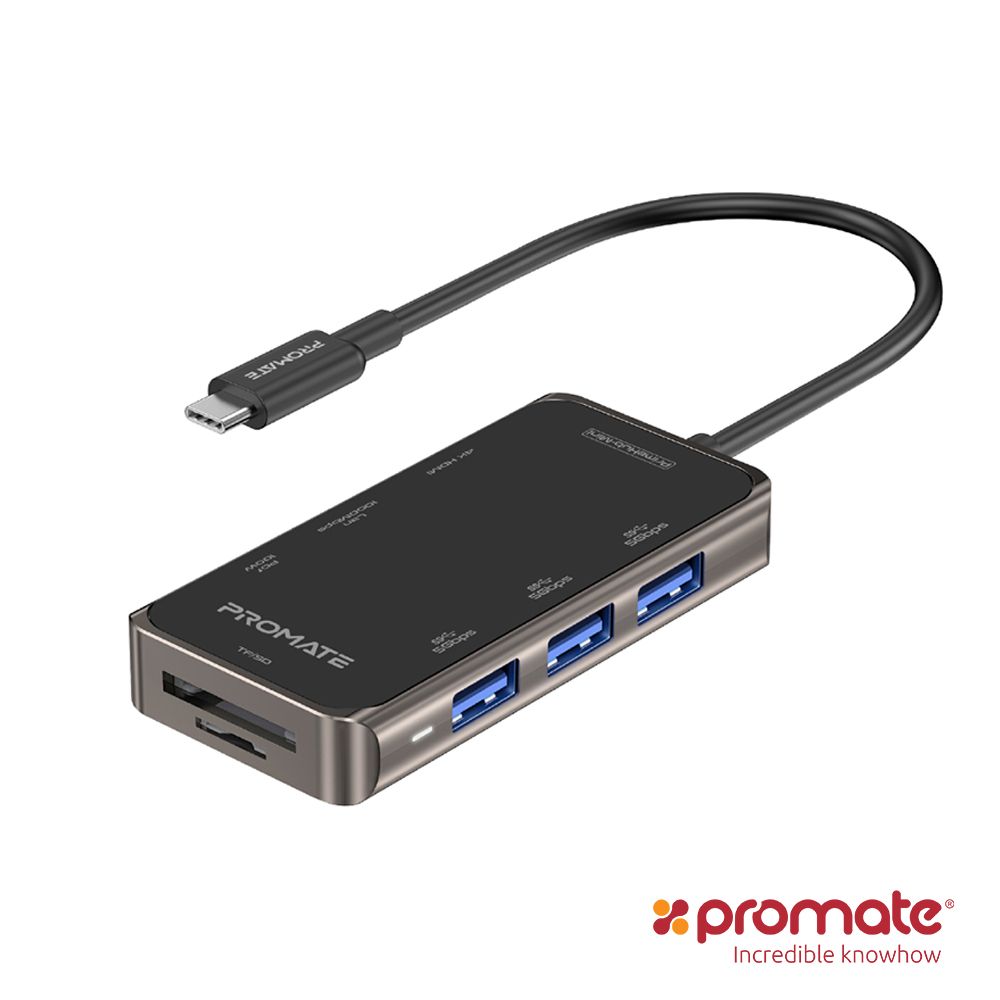 Promate  8合1 USB Type C 充電傳輸集線器(PrimeHUB-Mini)