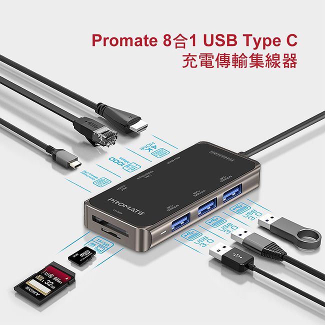 NYPromate 81 USB Type C充電傳輸集線器 SO