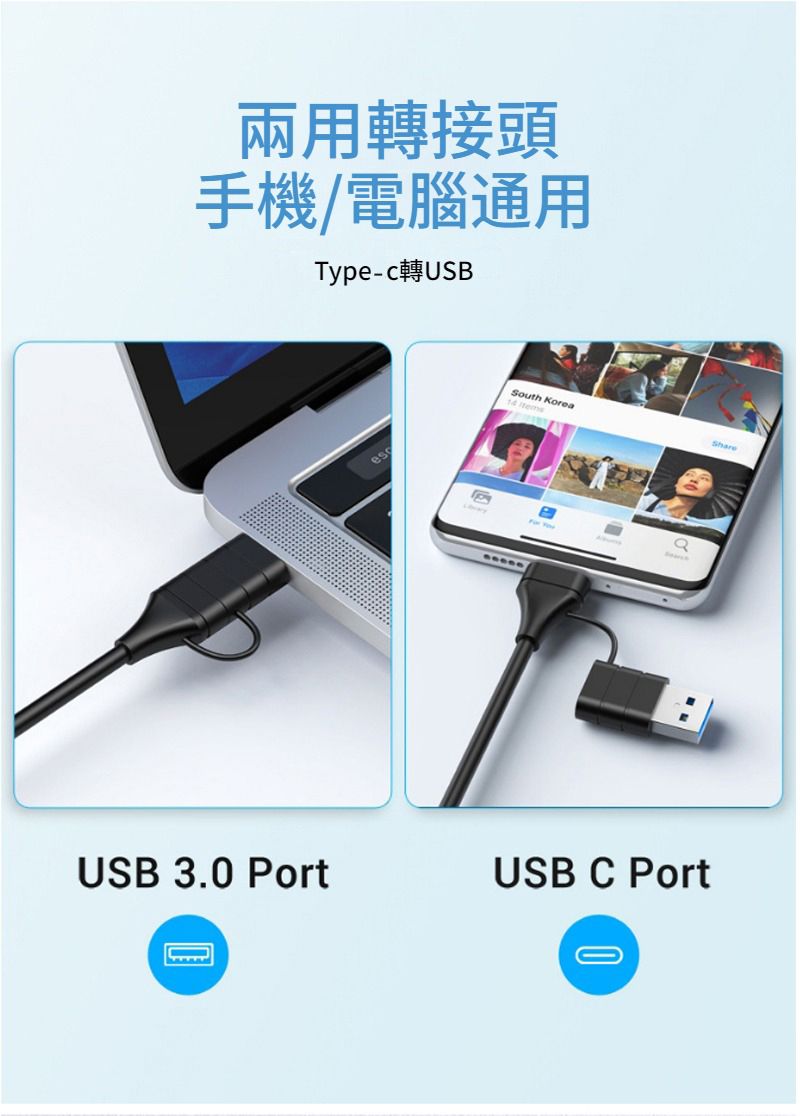 兩用轉接頭手機/電腦通用Type-c轉USBSouth Korea USB 3.0 PortUSB C PortShare