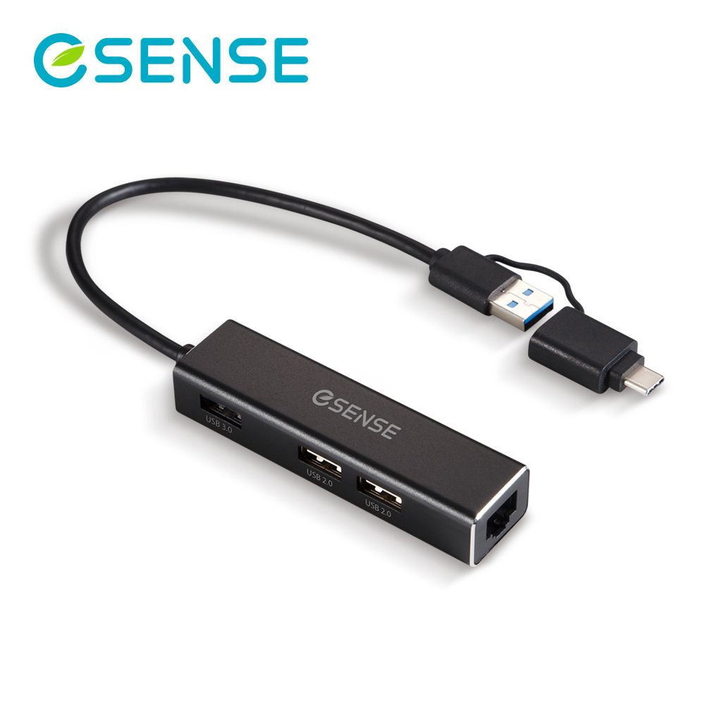 Esense 逸盛 支援OTG功能,主機需支援OTG  USB轉RJ45+USB HUB RJ204