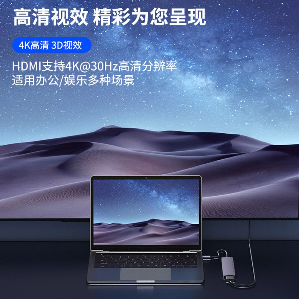  YUCUN 六合一多功能hub集線器 PD快充Type-C轉接器 HDMI轉接頭 USB高速傳輸擴充