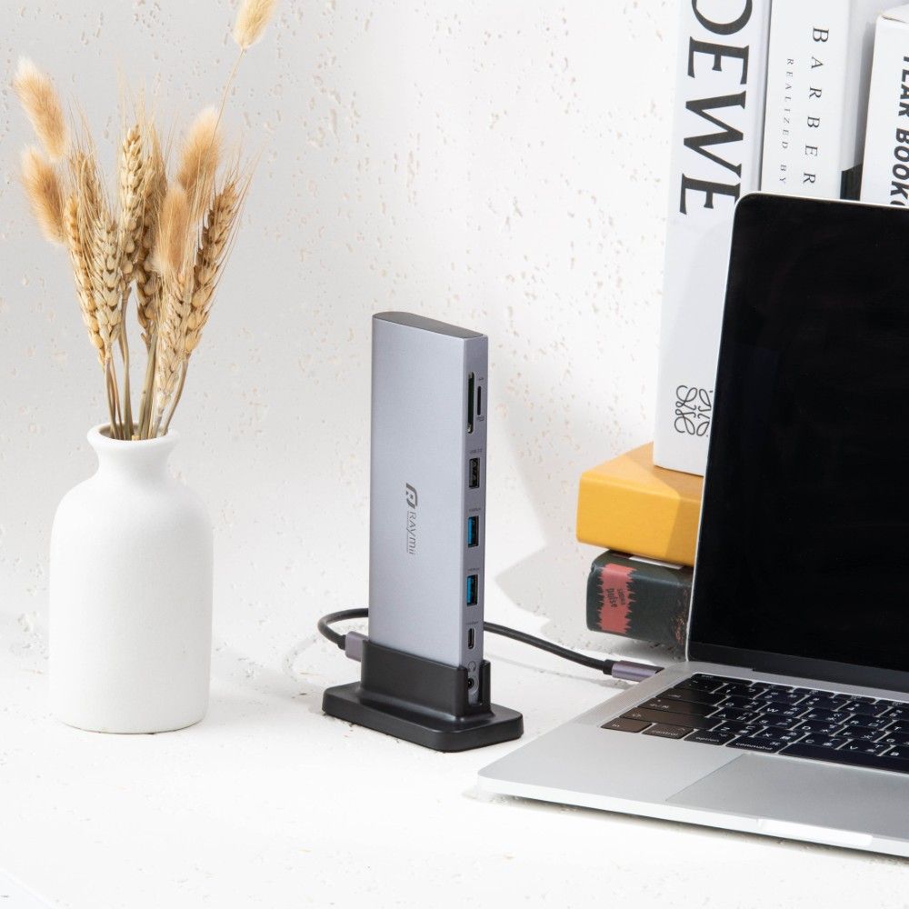 Raymii 瑞米 RAYDOCK RMD-V121 三屏顯示HUB USB-C 12合一集線器 HDMI DP 4K60Hz 10Gbps 100W快充 RJ45 讀卡機