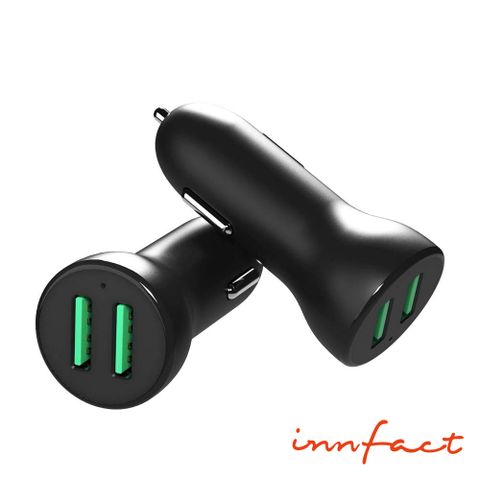 innfact QC3.0 雙孔 USB 黑閃極速車充