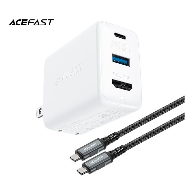 ACEFAST PD65W 氮化鎵HDMI HUB多功能充電器套裝 for Switch  筆電 ... 等設備 白色