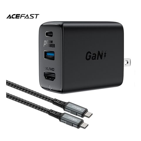 【Switch &amp; NB擴充神器】ACEFAST PD65W 氮化鎵HDMI HUB多功能充電器套裝 for Switch 、 筆電 ... 等設備 黑色