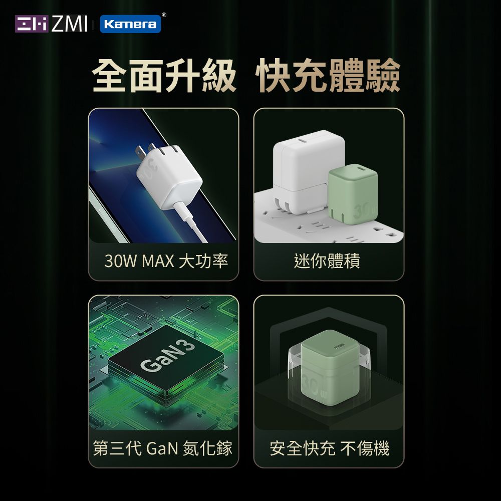 ZMI  GaN3 氮化鎵 30W USB-C 迷你單孔充電器HA719