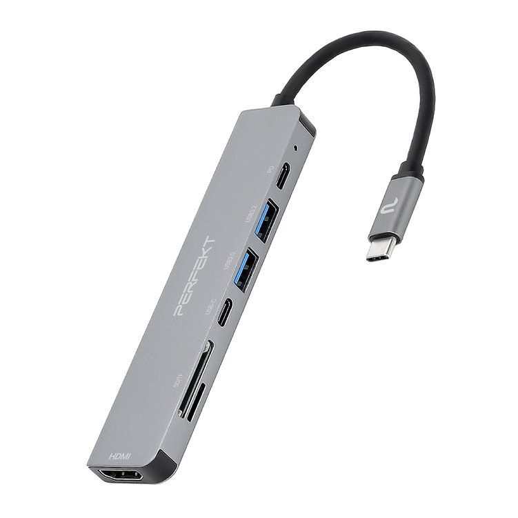PERFEKT USB Type C 7合1 Hub 多功能集線器 USB3.2 PD快充 SD/TF HDMI 4K60Hz (PT-C467)