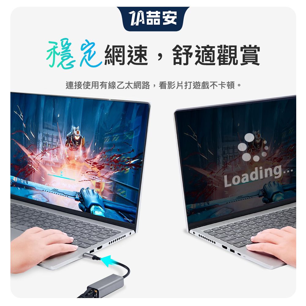 ZA 喆安 USB HUB轉接集線器 支援USB 3.2 to RJ45 1Gbps千兆乙太網路卡 適用MacBook/平板/筆電/PC桌機轉接網路卡