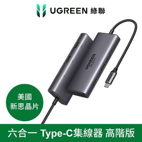 美國 新思晶片綠聯 六合一Type-C集線器 8K HDMI*2/PD/USB-C/USB3.0*2