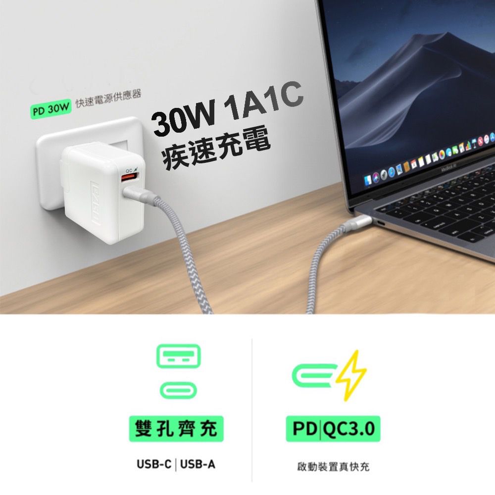 EZ-GO 30W充電器 充電頭 豆腐頭 快充頭 PD充電器 PD充電頭