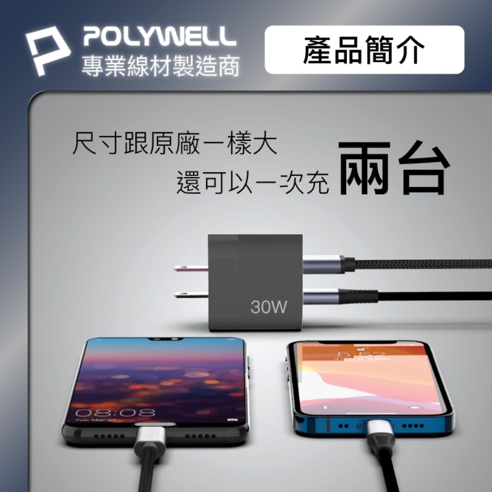 PPOLYWELL專業線材製造商產品簡介尺寸跟原廠一樣可以一次 兩台08:08 30W