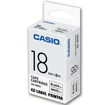 CASIO 卡西歐 標籤機專用色帶-18mm【共有9色】白底黑字XR-18WE1