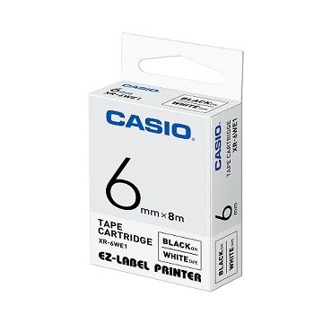 CASIO 卡西歐 標籤機專用色帶-6mm【共有5色】白底黑字XR-6WE1