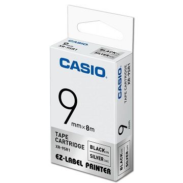 CASIO 卡西歐  標籤機專用色帶-9mm【共有9色】銀底黑字XR-9SR1