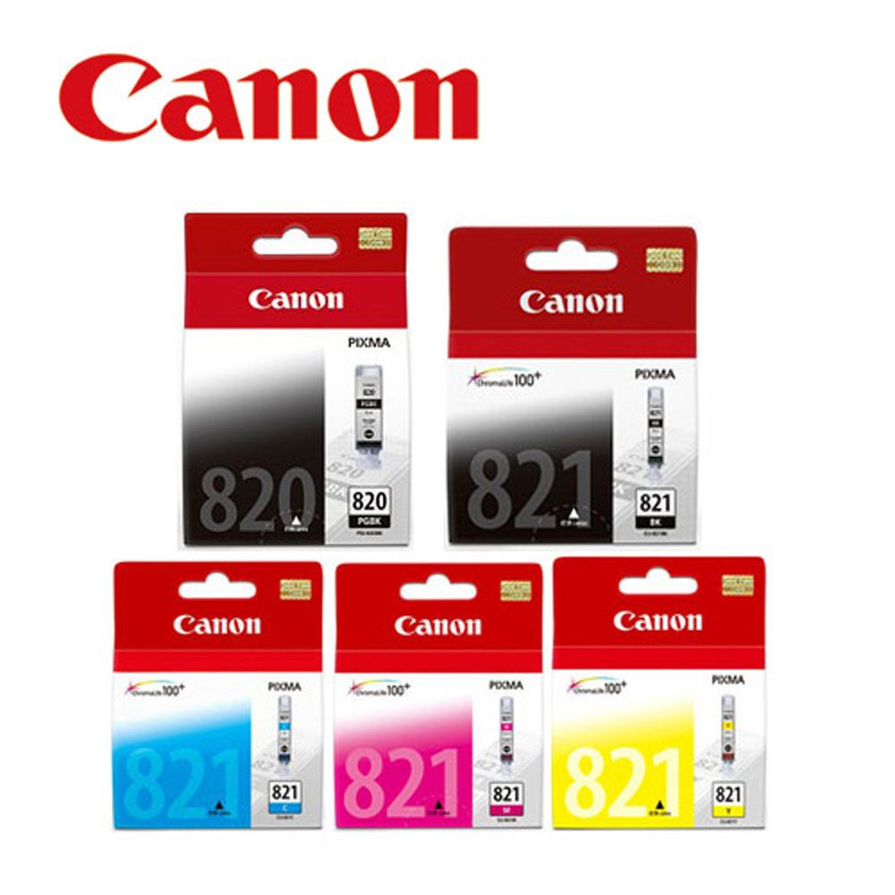 Canon 佳能  PGI-820BK+821BK/C/M/Y 原廠墨水超值組(5顆入)