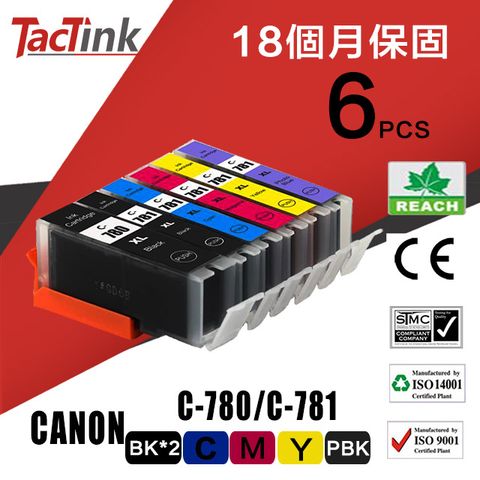 TacTink CANON C-780XL/781XL (6入組盒包) 相容墨水匣 適用PIXMA TR8570/TS8170/TS9170