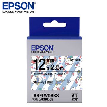 EPSON LK-4LBY C53S654449 Kitty系列畫家款藍底黑字標籤帶(寬度12mm)