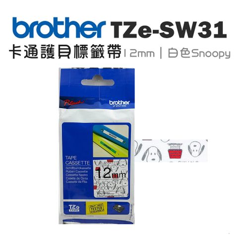 BROTHER 兄弟牌 TZe-SW31 護貝標籤帶 ( 12mm 白色 )