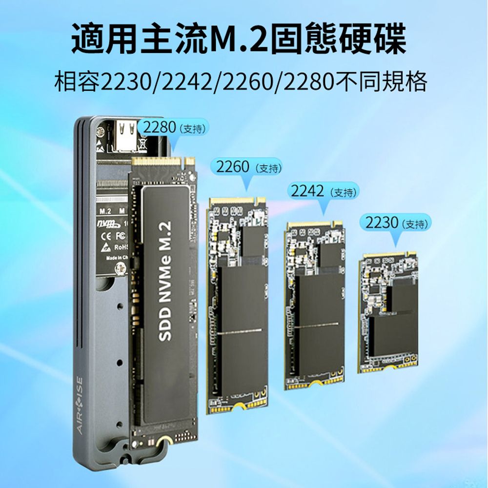 HADER NVMe/SATA雙協議硬碟外接盒 硬盤擴充盒 附USB/Type-C 二合一線