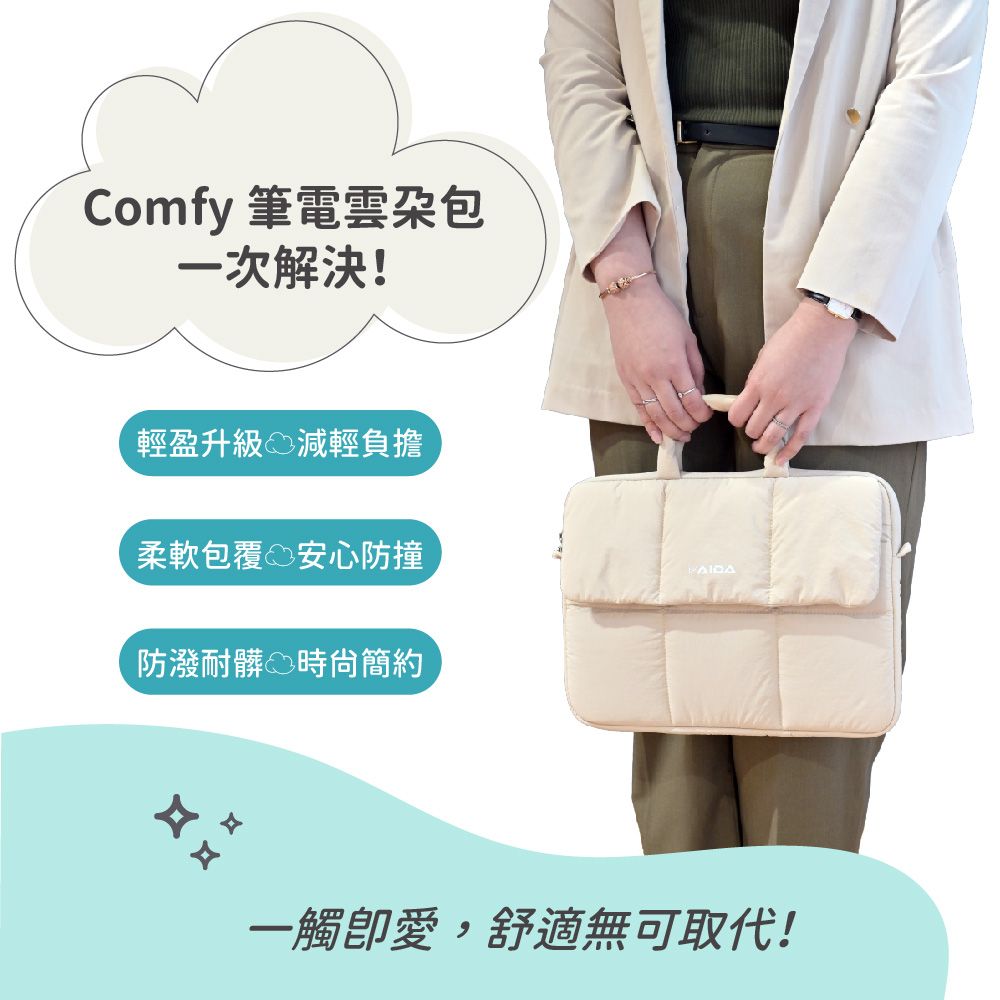 Comfy 筆電包一次解決!輕盈升級 減輕負擔柔軟包覆 安心防撞防潑耐髒 簡約པ༔一觸愛,舒適無可取代!