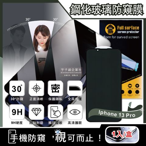 【TEMPERED】iphone 13 Pro 6.1吋全屏包覆9H鋼化玻璃30°防窺蘋果手機螢幕保護貼膜1片/盒