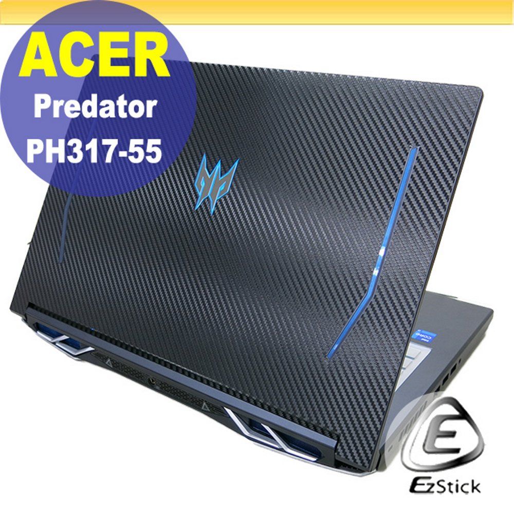 EZstick ACER Predator PH317-55 黑色卡夢膜機身貼 (DIY包膜)