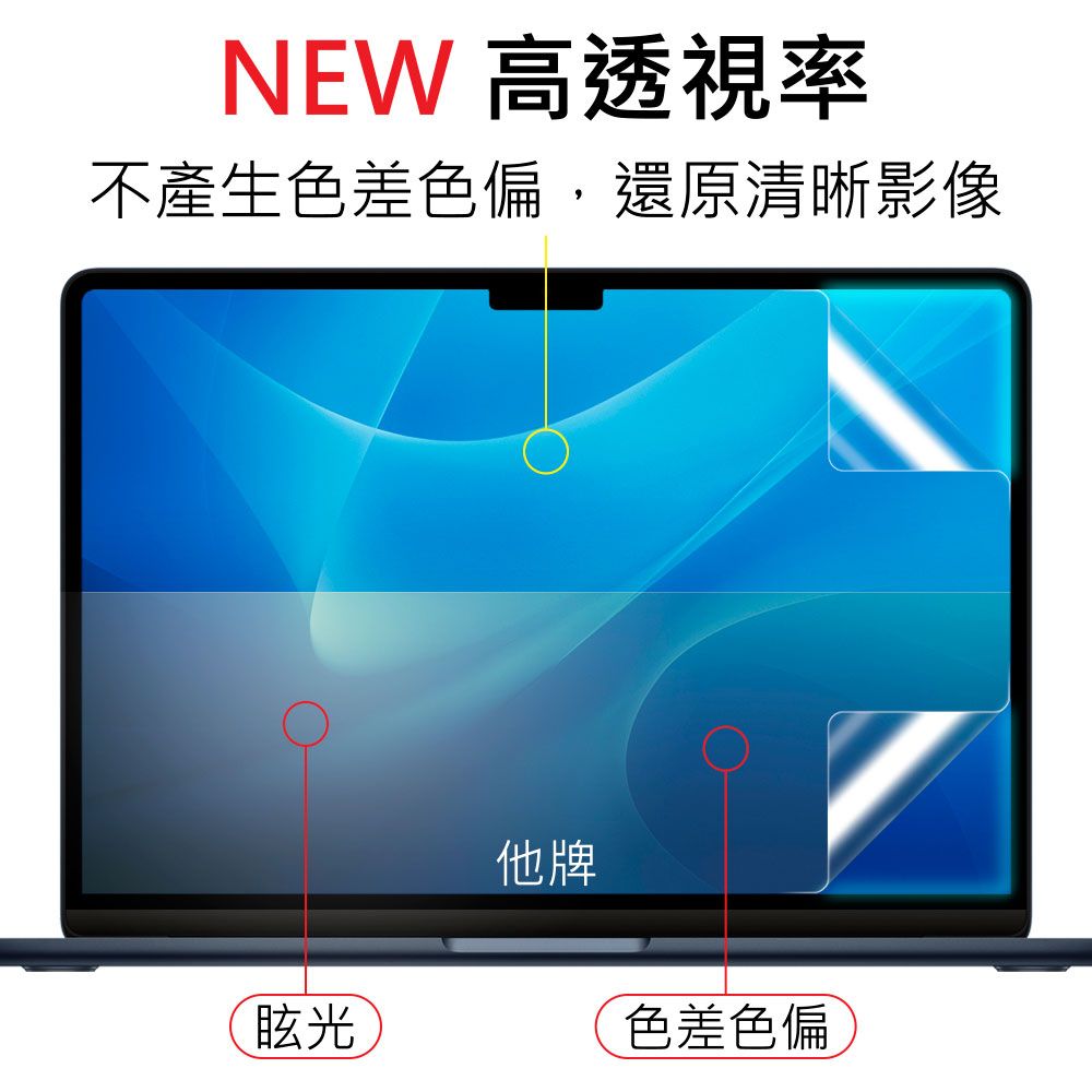 YADI 亞第 防眩抗反光濾藍光  MacBook Air 13 2024/M3/13.6吋/A3113 專用 13.6吋16:10 水之鏡保護貼