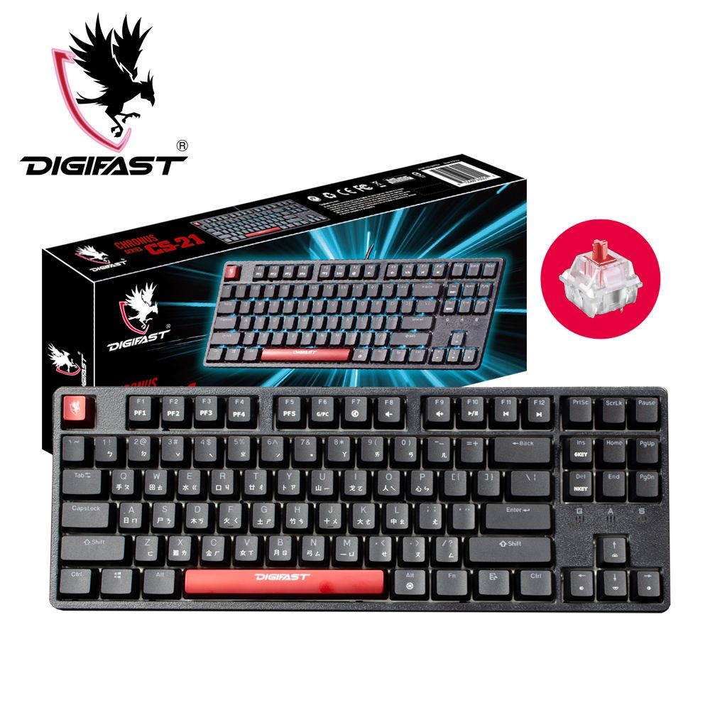 DIGIFAST  迅華 TKL 80% RGB機械電競鍵盤CS-21(中文/紅軸版)