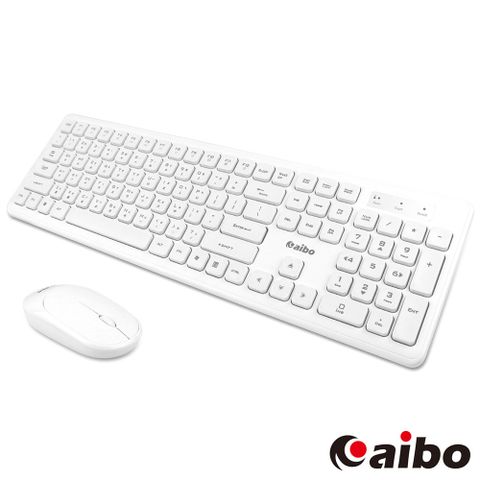 [福利品]aibo KM10 超薄型文青風 2.4G無線鍵盤滑鼠組-白色