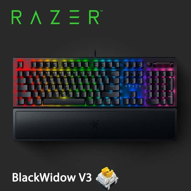 雷蛇RAZER BLACKWIDOW 黑寡婦V3【黃軸】 機械式RGB鍵盤- PChome 24h購物