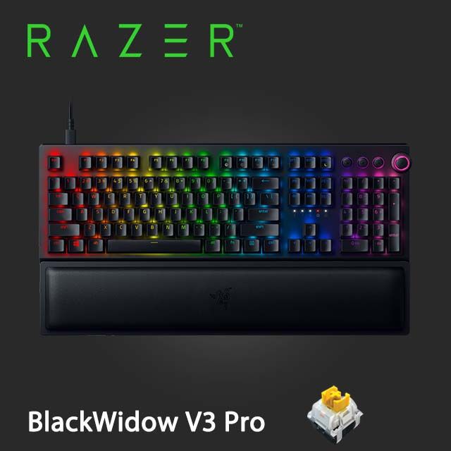 雷蛇RAZER BLACKWIDOW 黑寡婦V3 PRO【黃軸】 機械式RGB鍵盤- PChome