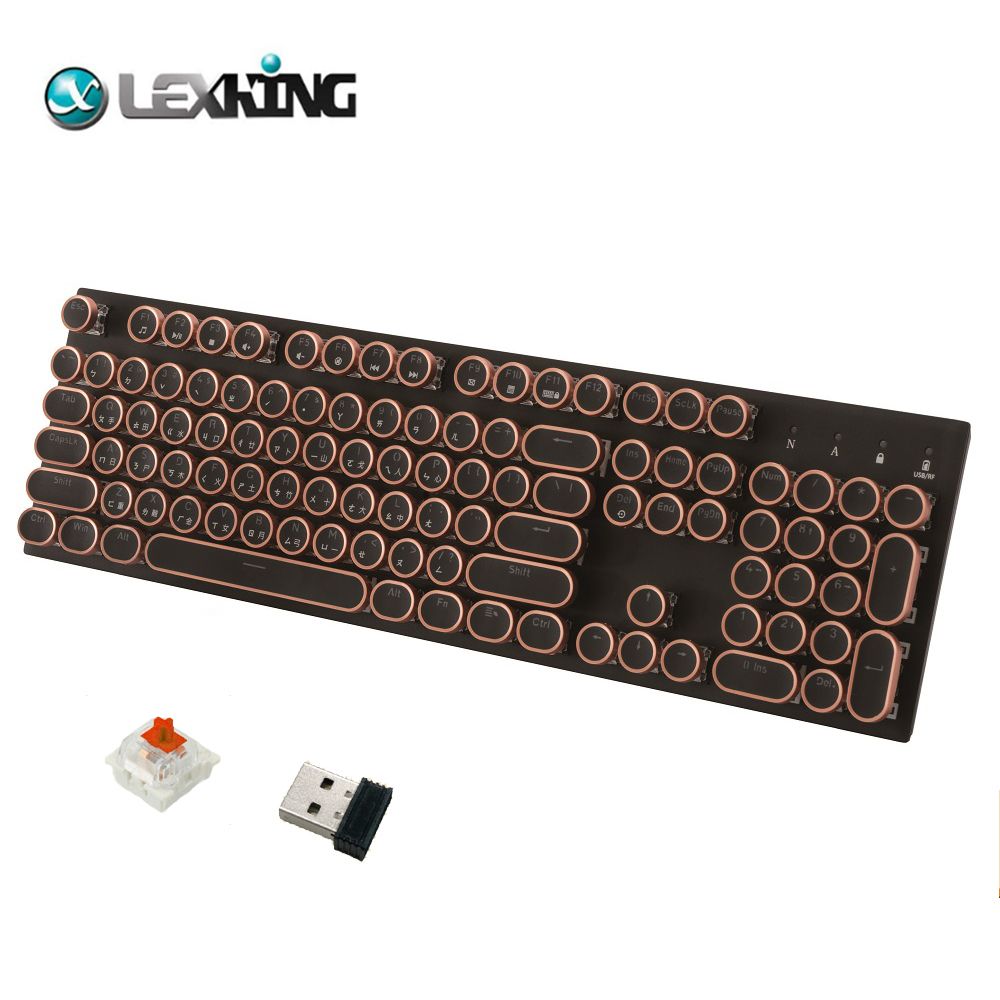 Lexking  雷斯特科技 RF-7317(R) / USB / 2.4G 無線 / 紅軸 機械式 復古 打字機 鍵盤